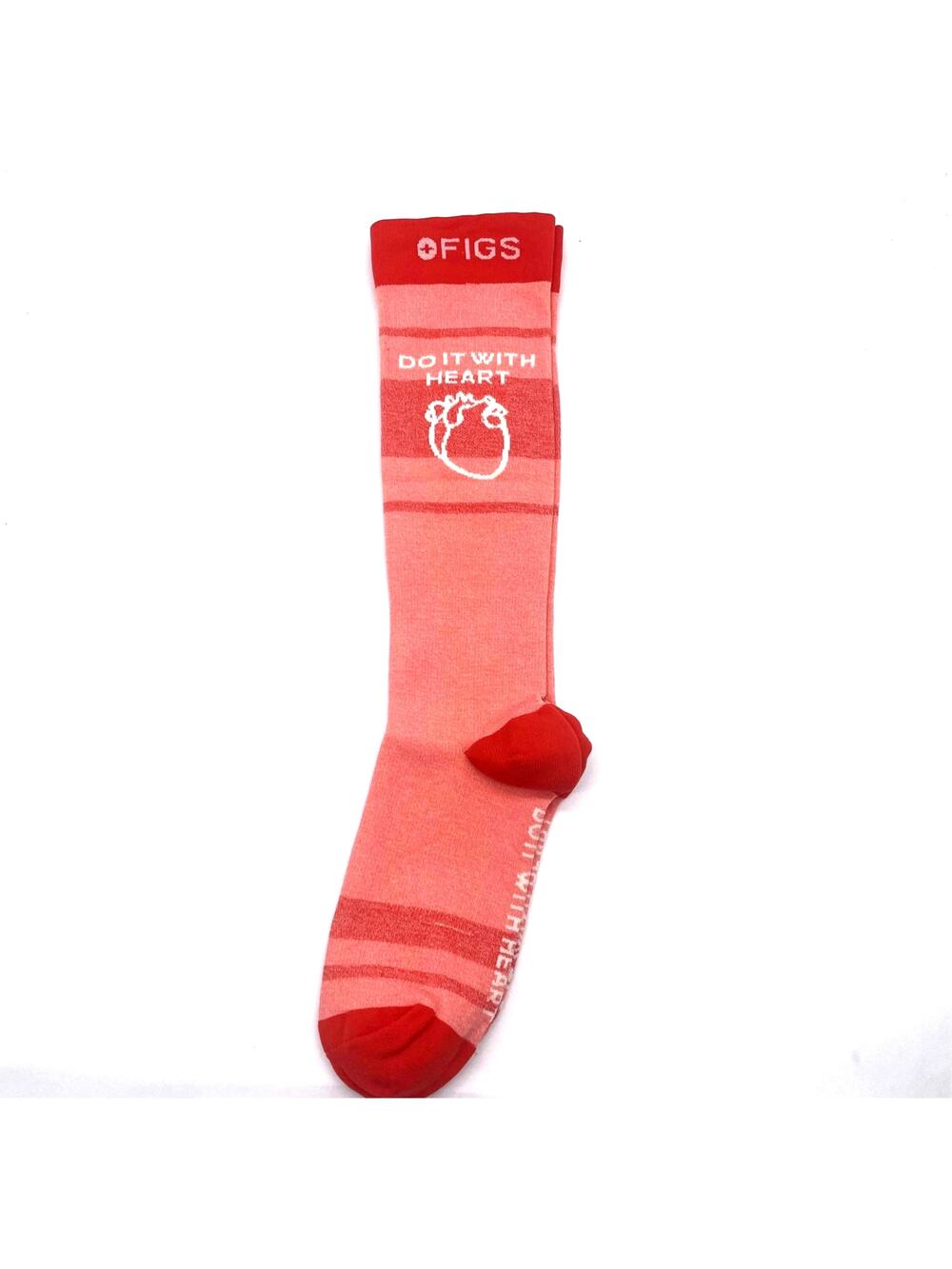 1 Pair FIGS Compression 'Do it with heart' Orange Socks Size L